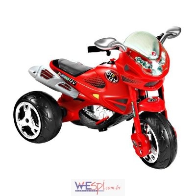 Moto Elétrica Infantil Super Moto GT2 Turbo Vermelha 12V - B